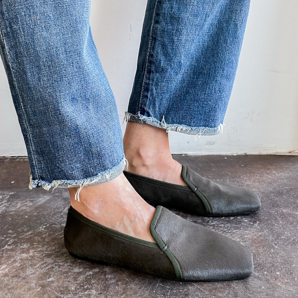 Nib Emme Parsons Spencer Loafer Ponyhair Grey Green Size 37